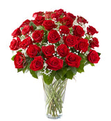 36 Premium Red Roses Arranged in a vase with filler