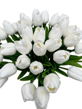 Silk white tulips