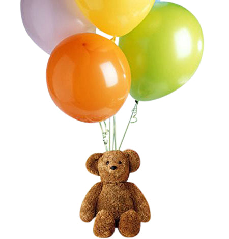 Teddy bear and balloon bouquet