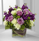 Sophisticated Vase Arrangement in Purple and White Large