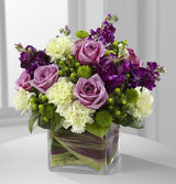 Sophisticated Vase Arrangement in Purple and White Medium