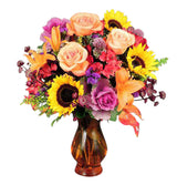 Bright Fall Flowers in Vase Large