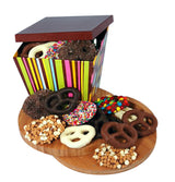 Assorted flavor chocolate covered pretzels in decorative gift box Medium