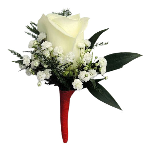 deluxe rose boutonniere with ribbon stem wrap