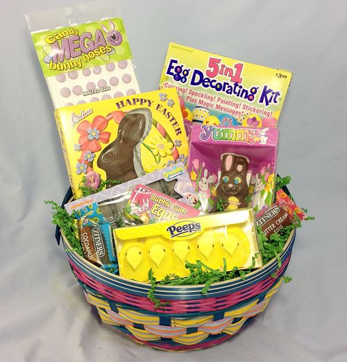 Easter candy basket with peeps