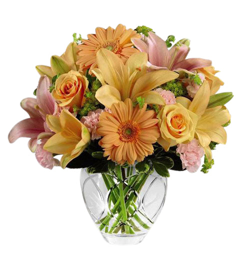 FTD Brighten your day bouquet with pastel pink and orange flowers Medium