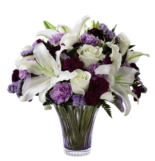 FTD Thinking of you bouquet with assorted lavender, purple and white flowers in purple vase Large