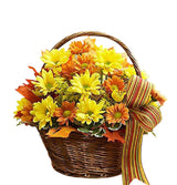 Fall Daisy Basket of yellow and bronze daisies Small