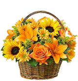 Fields of Fall Autumn flower arrangement in basket Medium