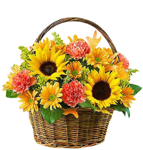 Fields of Fall Autumn flower arrangement in basket Small