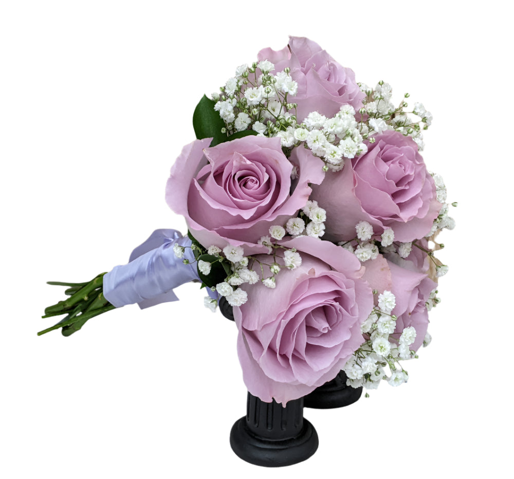 Graceful Rose Clutch Bouquet - Lavender - 6 Roses