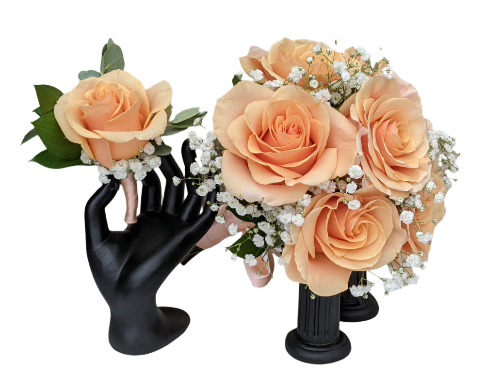 Graceful Rose Prom Flower Package - Peach - 6 Roses