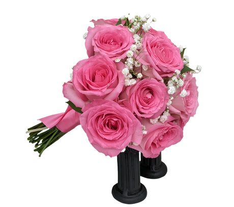 Graceful Rose Clutch Bouquet - Hot Pink - 12 Roses