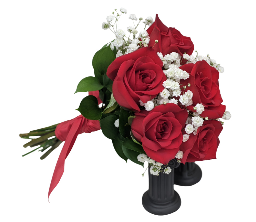 Graceful Rose Clutch Bouquet - Red - 6 Roses