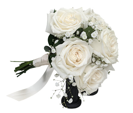 Graceful Rose Clutch Bouquet - White - 6 Roses