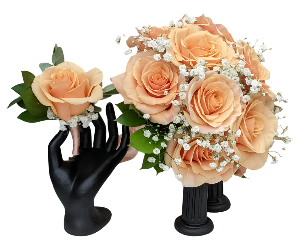 Graceful Rose Prom Flower Package - Peach - 12 Roses