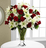 Grand Occasion Bouquet of red roses, white lilies and white stock in Vera Wang vase Large