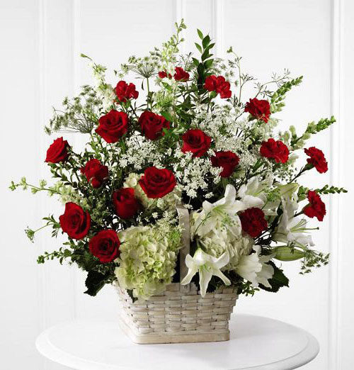  hydrangea and red roses for funeral Small