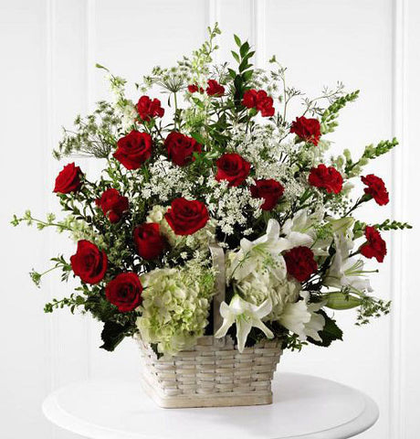  hydrangea and red roses for funeral Small