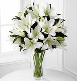 Always in my Heart funeral flower arrangement of all white flowers Medium