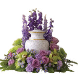 Peaceful Garden bouquet of flowers for funeral urn