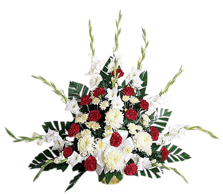 Red and white carnation patriotic farewell funeral arrangement