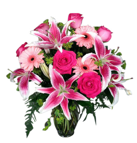 Pink elegance bouquet of assorted roses