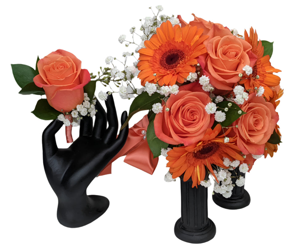 Gerbera Daisy Rose Prom Flower Package - Orange