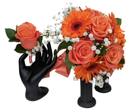 Gerbera Daisy Rose Prom Flower Package - Orange