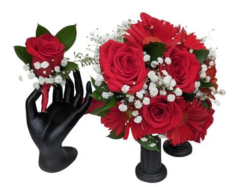 Gerbera Daisy Rose Prom Flower Package - Red