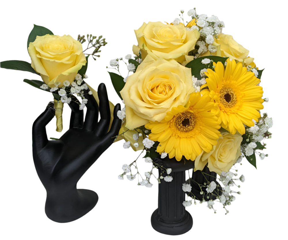 Gerbera Daisy Rose Prom Flower Package - Yellow