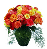 4 dozen assorted color roses in vase