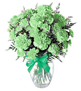 St Paddy's day green carnations in a vase