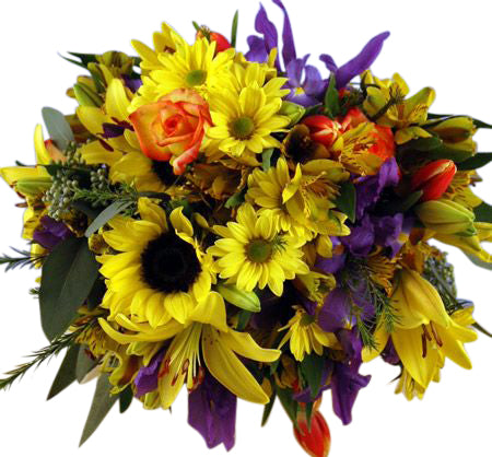 Sunny flower bouquet of assorted yellow flowers