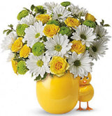 Telefora My Little Chickadee Bouquet of white daisies and yellow spray roses Medium