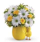 Telefora My Little Chickadee Bouquet of white daisies and yellow spray roses Small