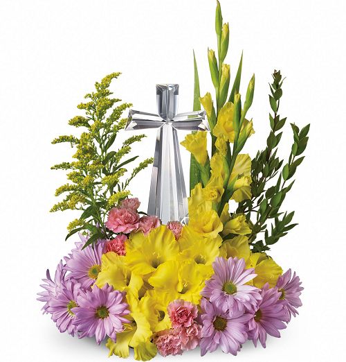 Teleflora crystal cross bouquet with yellows