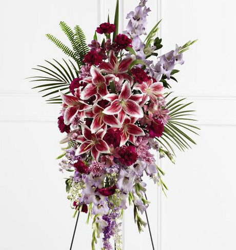  purple larkspur and stargazer lilies Small