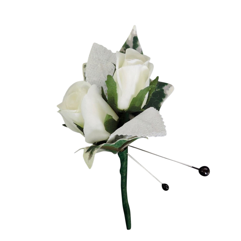 White Rose Silk Boutonniere