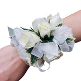 All White Silk Flower Wristlet Corsage