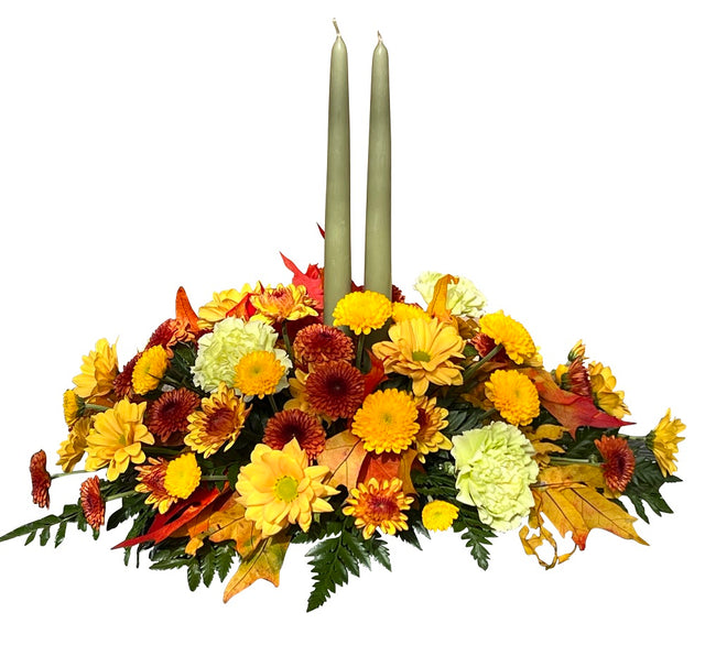 Autumn Abundance Centerpiece with candles