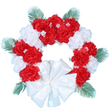 Red and white silk outdoor memorial wreath