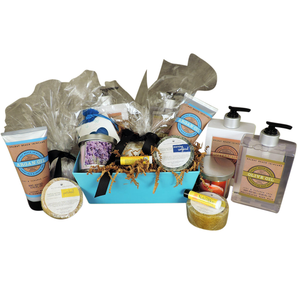 Bath and Body basket of assorted spa items