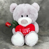 Beary Sweet plush bear with single chocolate rose