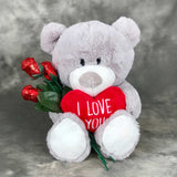 Beary Sweet plush bear with 3 chocolate roses