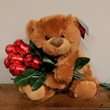 Beary Sweet plush bear with 6 chocolate roses