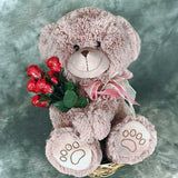 Beary Sweet plush bear with 6 chocolate roses