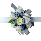 Blue and White Silk Flower Corsage