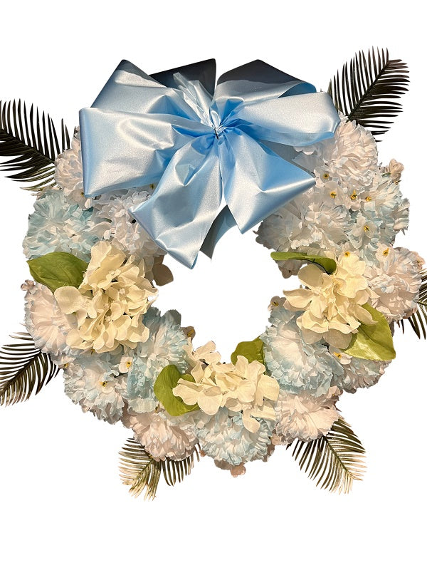 Artificial Outdoor Memorial Wreath - Blue