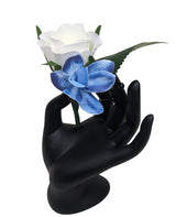 Blue and White Silk Flower Boutonniere